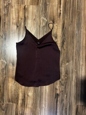 Express Brown  V-Neck Lace Trim Cami